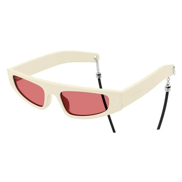NEW GUCCI SUNGLASSES IVORY RED WOMEN EYEWEAR GUCCI GG1634S 007 - Picture 1 of 3